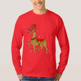 Dekorerad Röd-Näsa ren på jul Tee Shirt
