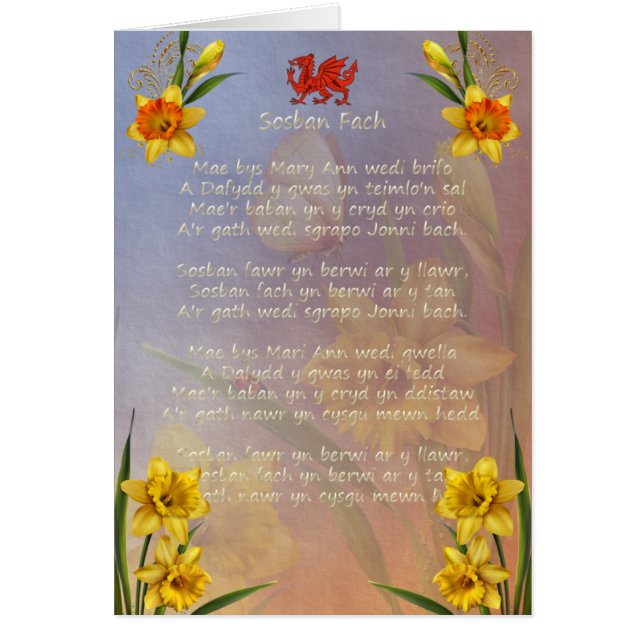 Dekorerad Sospan Fach påsklilja Hälsningskort (Framsidan)