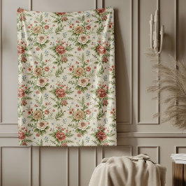 Dekorerad ton-Blommigt i Shabby chic-klass Fleecefilt