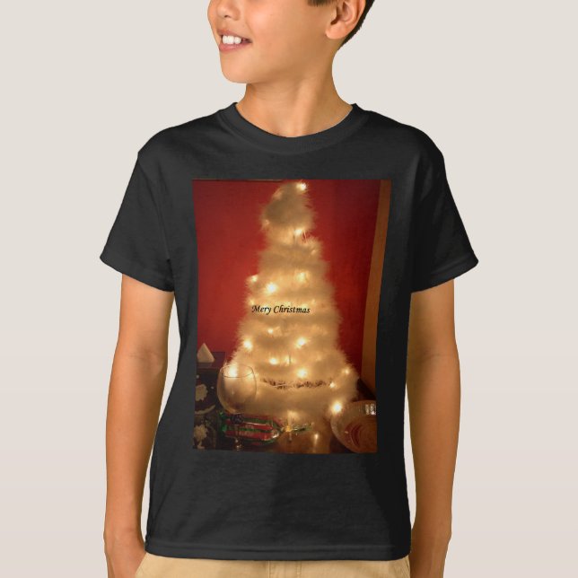 Dekorerad vit Julgran T Shirt (Framsida)