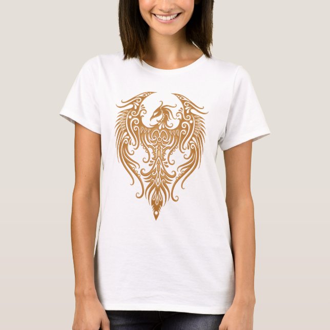Dekorerade bruna stam- Phoenix Tee Shirt (Framsida)