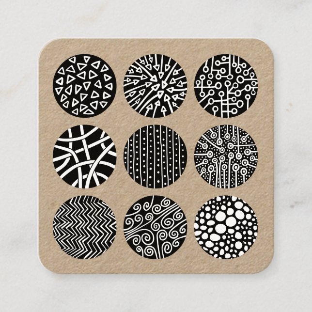 Dekorerade cirklar fyrkantigt visitkort (Framsida)