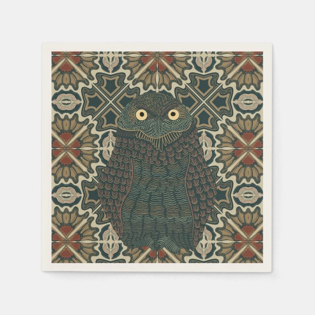 Dekorerade nedgrävande jordtoner av Uggla Golden B Pappersservett (Framsidan)