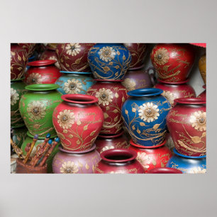 Dekorerade pots, Huaraz, Cordillera Blanca Poster