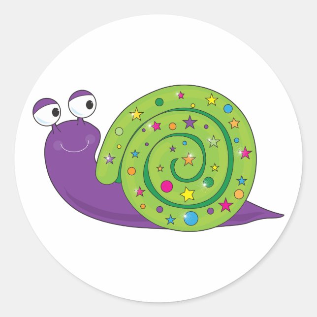 Dekorerade Snigel-stickers Runt Klistermärke (Framsida)