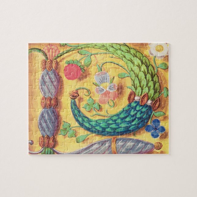 Dekorerade upplyst brev "P" för Ms 134 med flowe Pussel (Horisontell)