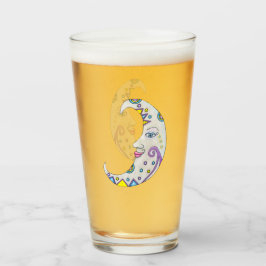 Dekorerade vita halvmånsformer i Abstrakten Måne A Glaskopp