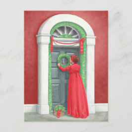 "Dekorerar för en jultomt." Vykort