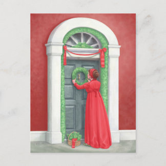 "Dekorerar för en jultomt." Vykort