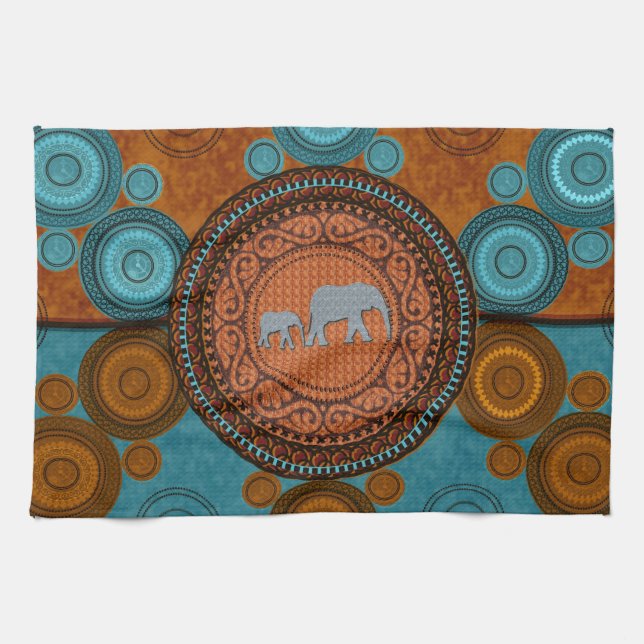 Dekorerat Elephants Kitchen Towel Kökshandduk (Horisontell)