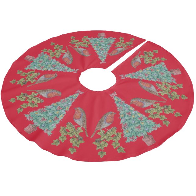 dekorerat julgranar med vivel och robiner julgransmatta borstad polyester (Vinklad)