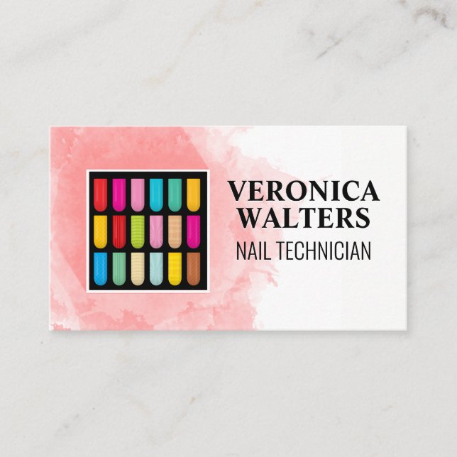 Dekorerat Nagel | Vattenfärgbakgrund Lojalitetskort (Framsida)