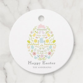 Dekorerat Påskägg Blommigt Foliage Bunny Gåvor Etiketter