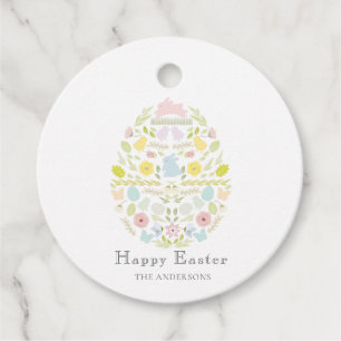 Dekorerat Påskägg Blommigt Foliage Bunny Gåvor Etiketter