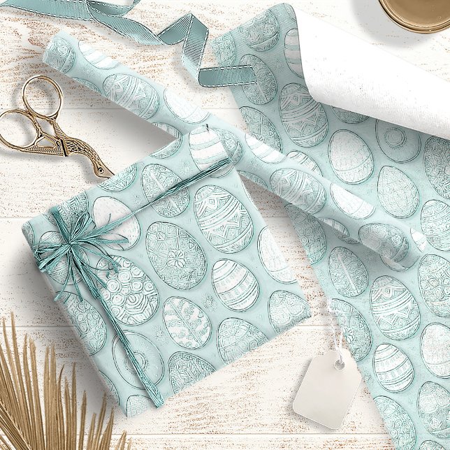 Dekorerat Påskägg Mönster Mint ID1096 Presentpapper (Skapare uppladdad)