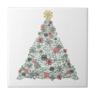Dekorerat Swirly träd Kakelplatta