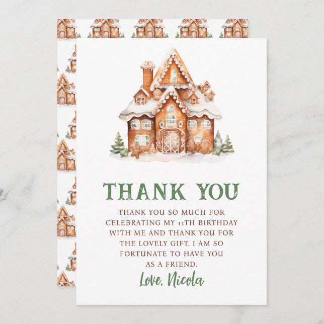 Dekorering av Födelsedagsfest för bröd Tack Kort (Fram/baksida)