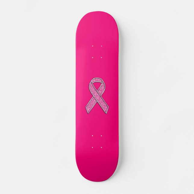 Dekorfärgad krom-Rosa-banderoll i Glitter Stil Mini Skateboard Bräda 18,7 Cm (Framsida)