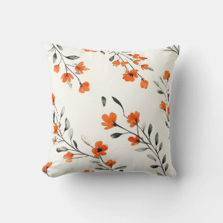 Dekorfyllning för fet Orange och Grått-Blommigt Kudde