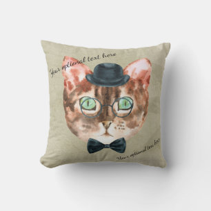 Dekorfyllning för Hipster Nerdy Cat Head Kudde