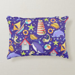 Dekorfyllning för roligt Beach Navy Prydnadskudde