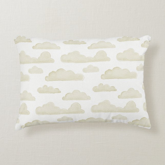 Dekorfyllning för vattenfärgsmoln i guld prydnadskudde (Framsidan)