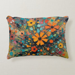dekorkudde för färgstark blommigt prydnadskudde