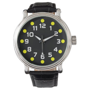 Dekormarkörer - Gult och vitt på svart Armbandsur