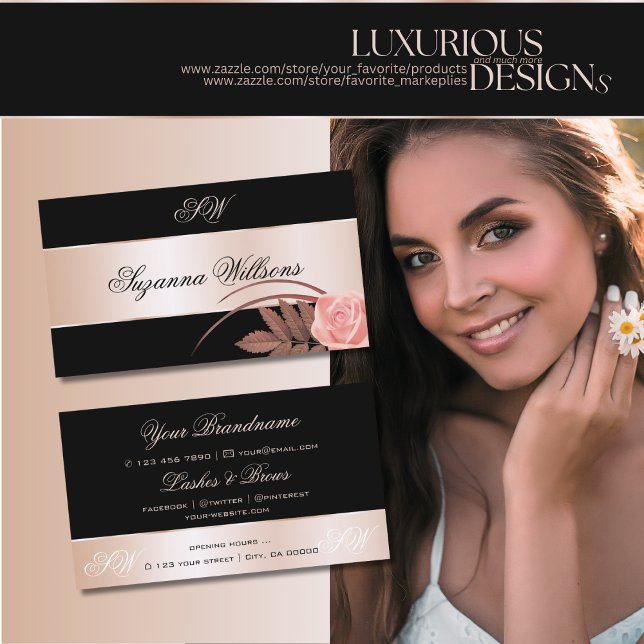 Dekormatningsblomma med svart Ro Guld med Initiale Visitkort (Skapare uppladdad)