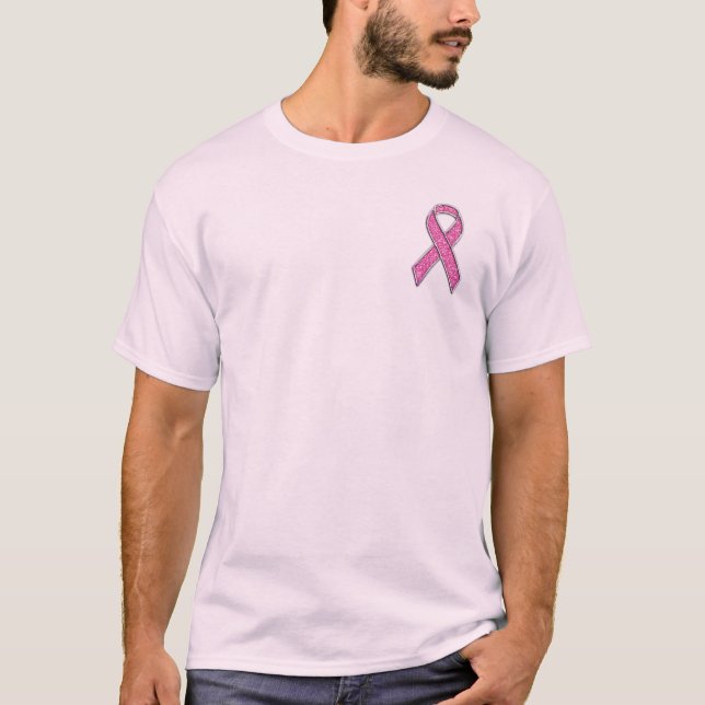 Dekorns medvetandegrad om Rosa i Glitter Stil Tee Shirt (Framsida)