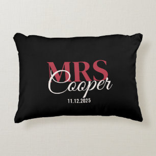 Dekorpil Elegant Snyggt Bride Namn Red Ivory Prydnadskudde
