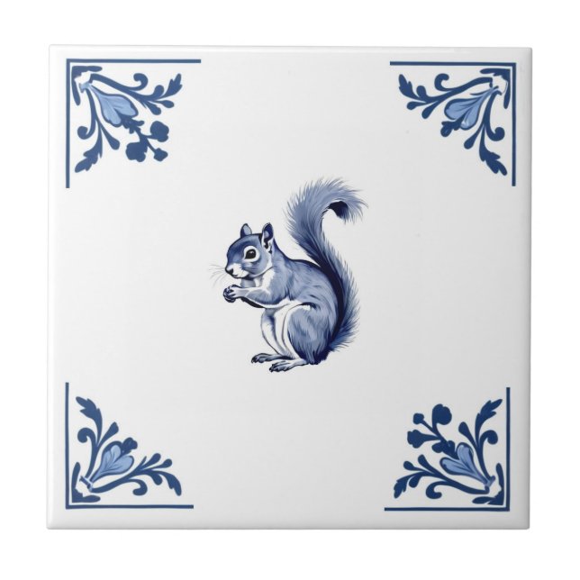 Dekorren Delft Blue White Corners Woodland Animals Kakelplatta (Framsidan)
