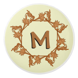 Dekorskruvar - Löv i cirkel med initial (v.2) Knopp