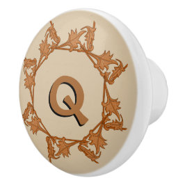 Dekorskruvar - Löv i cirkel med initial (v.3) Knopp