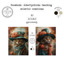 Dekoupage A3 Scrapbooking Victorisk Whimsical Katt