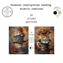 Dekoupage A3 Whimsical Katt i Hattar