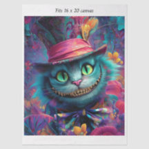 Dekoupage Cheshire Cat passar 16x20 canvas