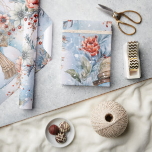 Dekoupage för den känsliga Blommigten Snögubbe Presentpapper