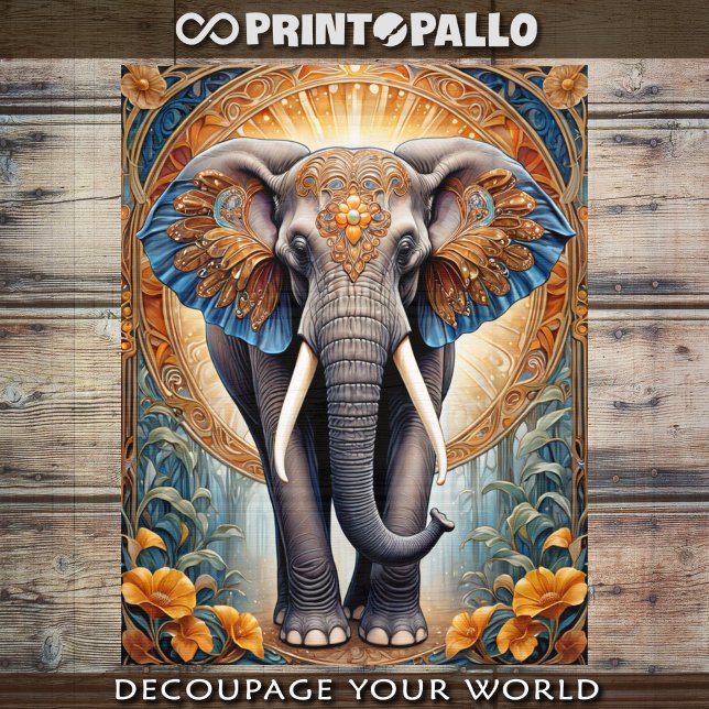 Dekoupage - Indisk helig elefant som ikon  Poster (Skapare uppladdad)