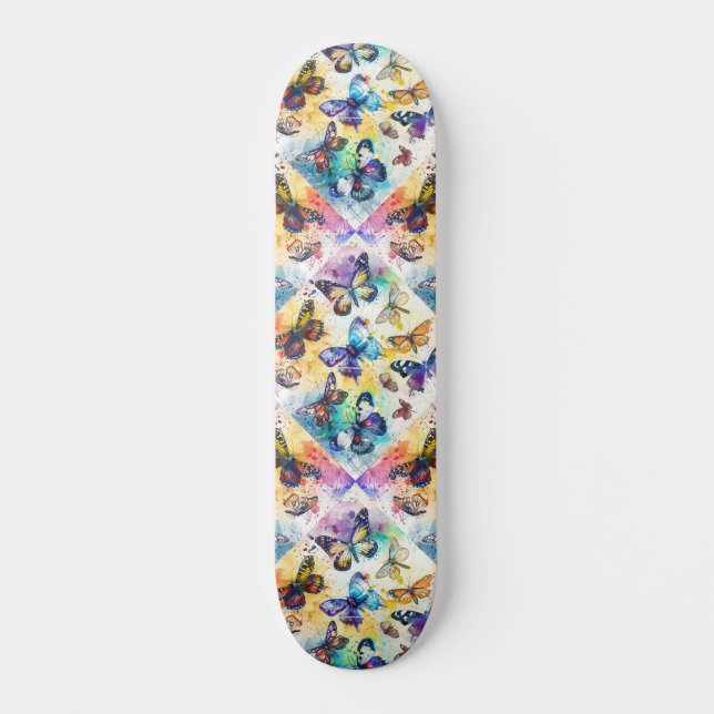 Dekoupage Inspirerad Fjärilskollage Skateboard (Framsida)