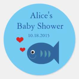 Dekret Cute Blue Fish Pojke Shower Sticker Runt Klistermärke