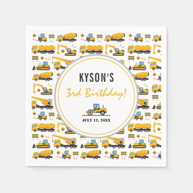 Dekret Lastbil Party i Papper för Cute Constructio Pappersservett (Framsidan)