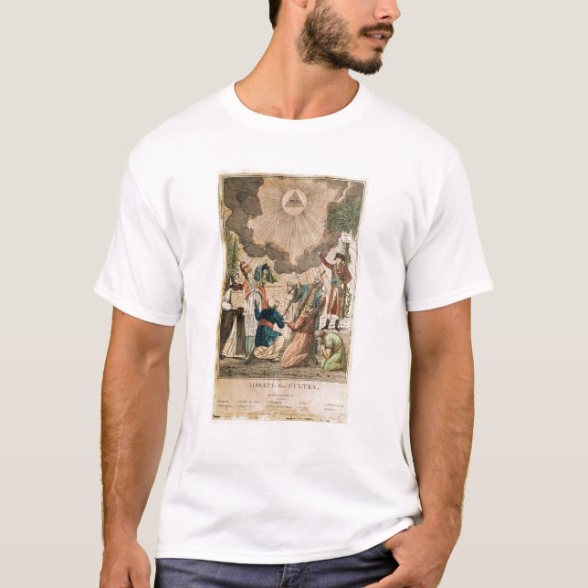 Dekret som instiftar friheten av dyrkan t shirt (Framsida)
