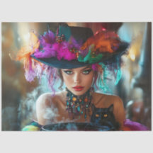 Dekupage Whimsical Magic Bra Witch Tissue Pap