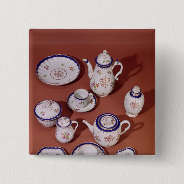 Del av en tjänste- Worcester monogrammed tea Knapp (Framsida)