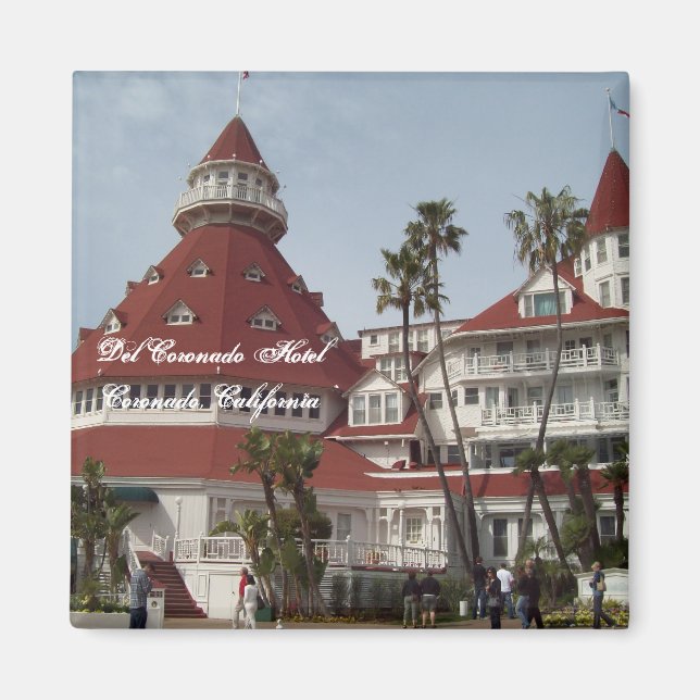 Del Coronado Hotel Square Pin Magnet (Framsidan)