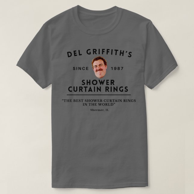 Del Griffiths Shower Curtain Ringar Shermer IL Sin T Shirt (Design framsida)