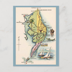 Del-Mar-Va Vintagekarta Vykort
