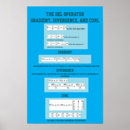 Del Operator: Gradient, Divergens, och Curl Poster