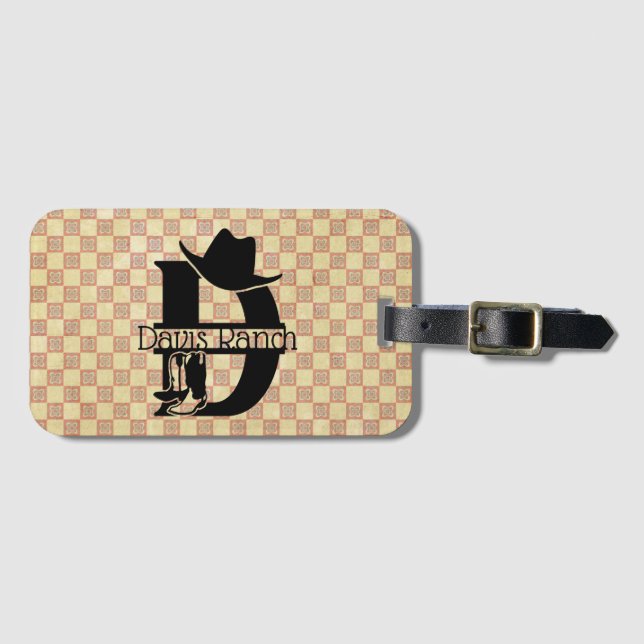 Dela "D" Cowboy Monogram Bagagebricka (Framsida horisontal)